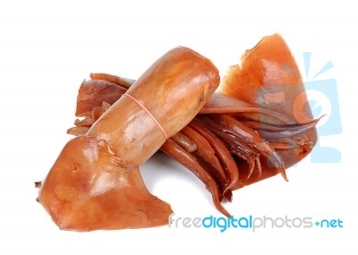 Soak Squid Isolated On The White Background Stock Photo