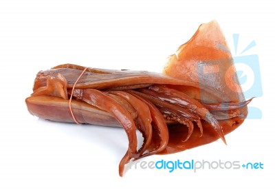 Soak Squid Isolated On The White Background Stock Photo