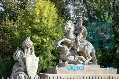 Sobieski Monument By Franciszek Pinck In Warsaw Stock Photo