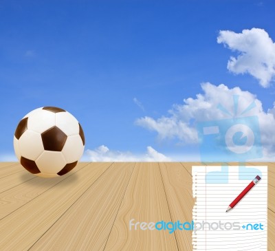 Soccer Ball And Blue Sky Stock Image