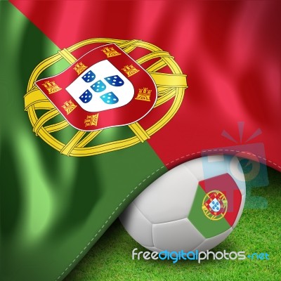 Soccer Ball And Flag Euro Portugal Stock Image