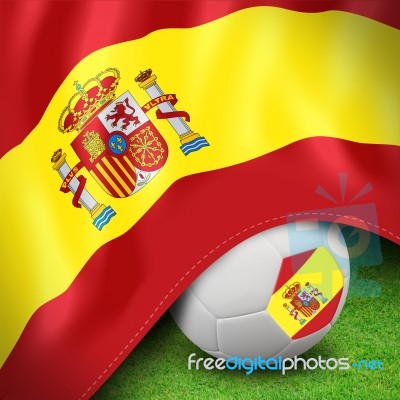 Soccer Ball And Flag Euro Spain Stock Image