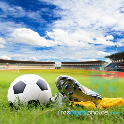 Soccer Ball And Soccer Shoes Stock Photo