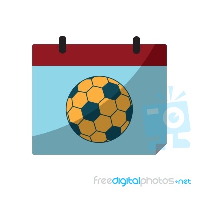 Soccer Ball Calendar Sport Flat Design Icon  Illustration Stock Image