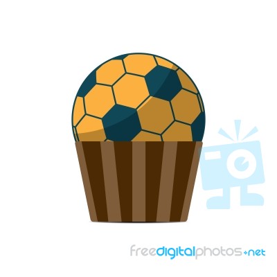 Soccer Ball Cupcake Sport Flat Design Icon  Illustration Stock Image