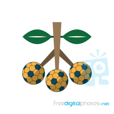 Soccer Ball Fruit Sport Flat Design Icon  Illustration Stock Image