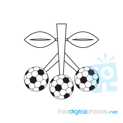 Soccer Ball Fruit Sport Thin Line Flat Design Icon  Illust Stock Image