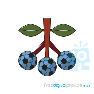 Soccer Ball Fruit Sport Thin Line Flat Design Icon  Illust Stock Image