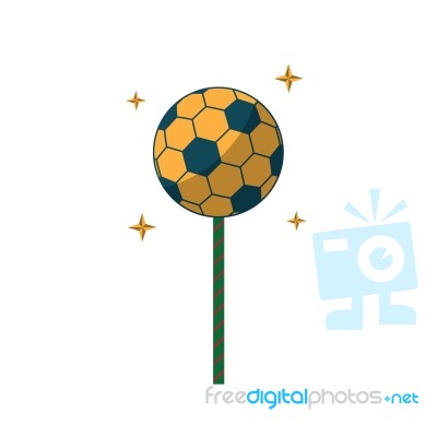 Soccer Ball Lollipop Sweet Sport Flat Design Icon  Illustr Stock Image