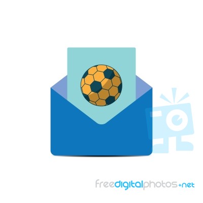 Soccer Ball Mail Letter Sport Flat Design Icon  Illustrati Stock Image