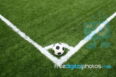 Soccer Ball On Corner Kick Stock Photo