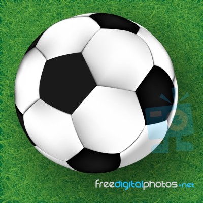 Soccer Ball On Grass Background, Illustration Stock Image