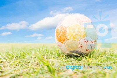 Soccer Ball On Green Grass Stock Photo