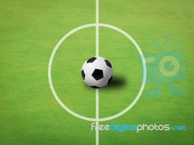 Soccer Ball On Middle Field Stock Image