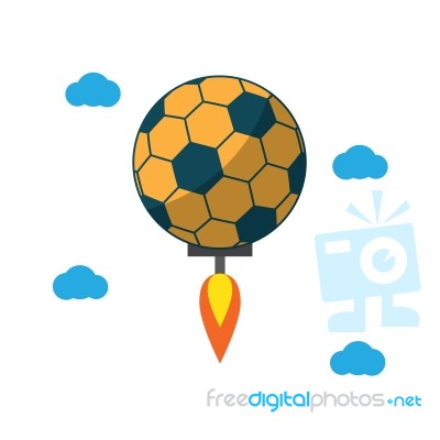 Soccer Ball Rush Fly Sport Flat Design Icon  Illustration Stock Image