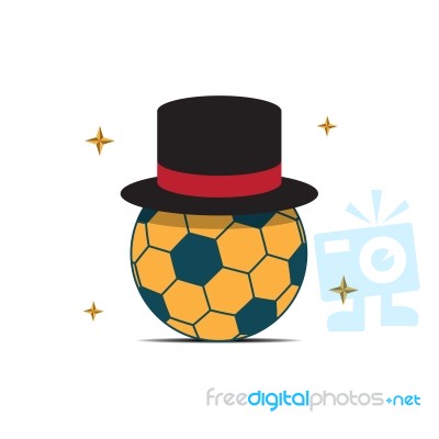 Soccer Ball Wear Hat Sport Flat Design Icon  Illustration Stock Image