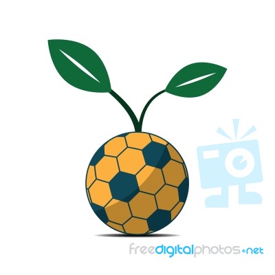 Soccer Ball Young Plant Sport Flat Design Icon  Illustrati Stock Image