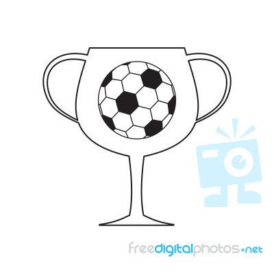 Soccer Champion Cup Sport Thin Line Flat Design Icon  Illu Stock Image