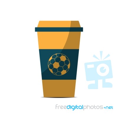 Soccer Coffee Cup Sport Flat Design Icon  Illustration Stock Image