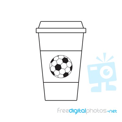 Soccer Coffee Cup Sport Thin Line Flat Design Icon  Illust Stock Image