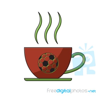 Soccer Coffee Cup Sport Thin Line Flat Design Icon  Illust Stock Image