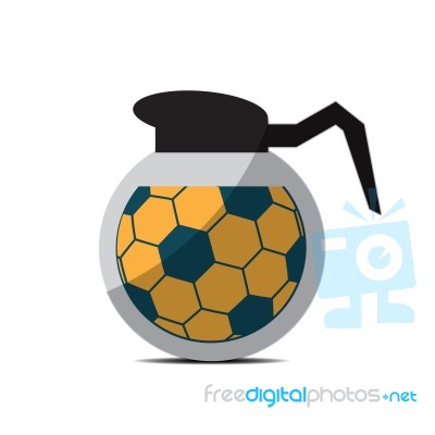 Soccer Coffee Pot Sport Flat Design Icon  Illustration Stock Image