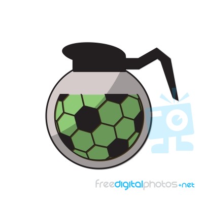 Soccer Coffee Pot Sport Thin Line Flat Design Icon  Illust Stock Image