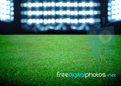 Soccer Field And The Bright Lights Stock Photo