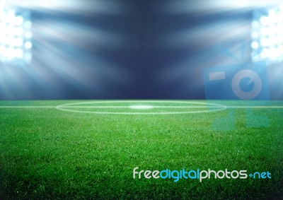 Soccer Field And The Bright Lights, Stock Photo