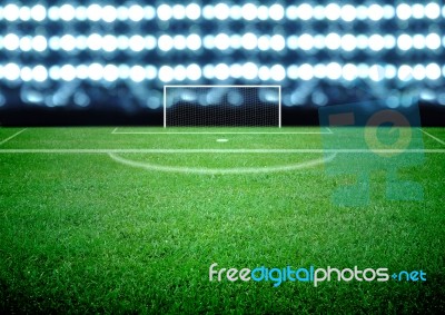 Soccer Field And The Bright Lights Stock Photo