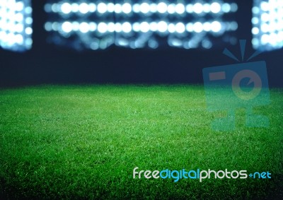 Soccer Field And The Bright Lights Stock Photo