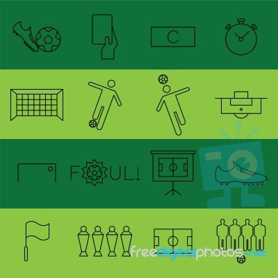 Soccer Flat Thin Line Icon  Illustration. Editable Stroke Stock Image