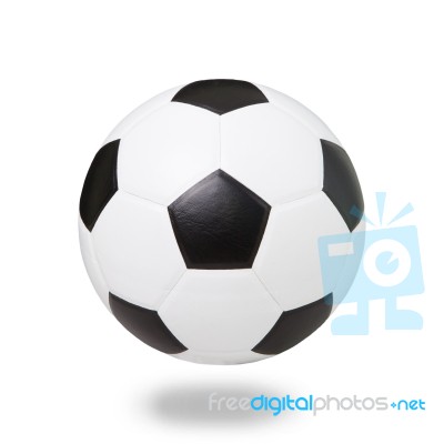 Soccer Football Floating On White Stock Photo