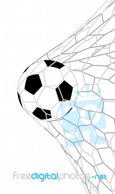 Soccer Football In Goal Net Stock Image