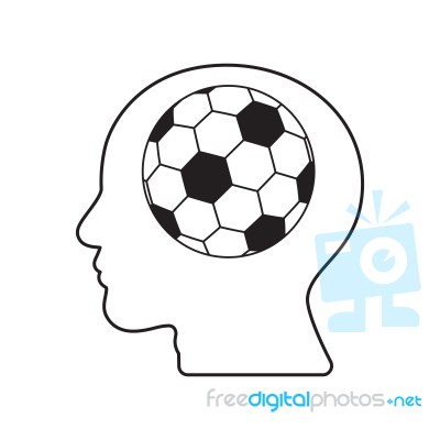 Soccer Human Head Sport Thin Line Flat Design Icon  Illust Stock Image