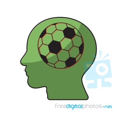 Soccer Human Head Sport Thin Line Flat Design Icon  Illust Stock Image