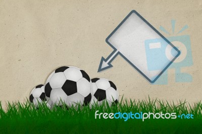 Soccer In Field With Talk Bubble Stock Image