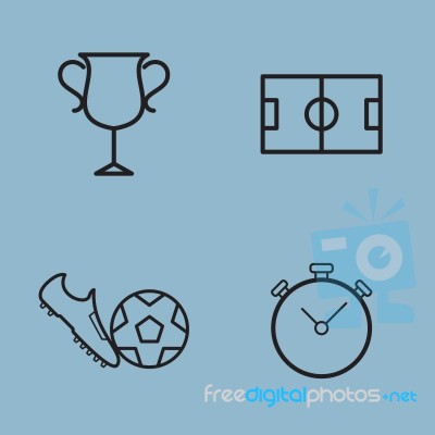 Soccer Line Icon Set Stock Image