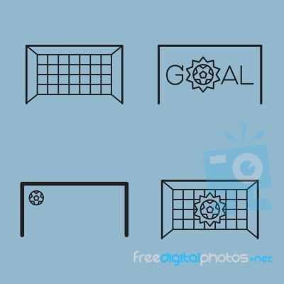 Soccer Line Icon Set Stock Image