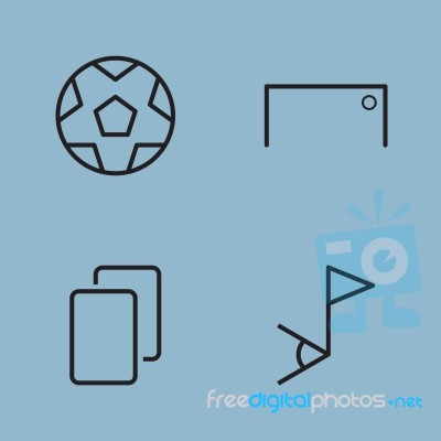 Soccer Line Icon Set Stock Image