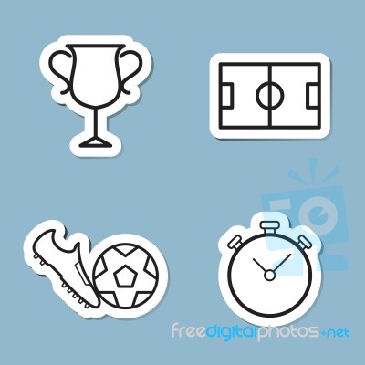 Soccer Line Icon Set Stock Image