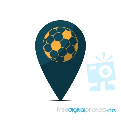 Soccer Map Pin Sport Flat Design Icon  Illustration Stock Image