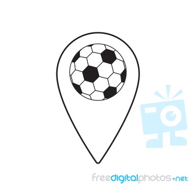 Soccer Map Pin Sport Thin Line Flat Design Icon  Illustrat Stock Image