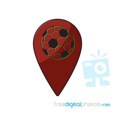 Soccer Map Pin Sport Thin Line Flat Design Icon  Illustrat Stock Image