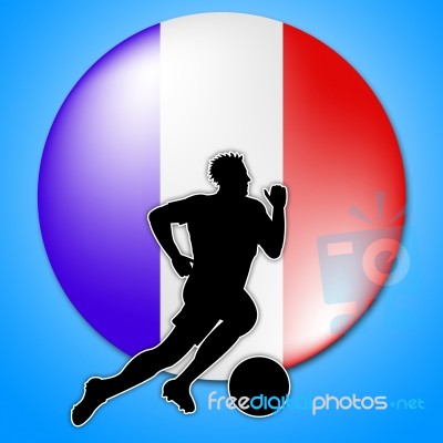 Soccer Player Means National Flag And Football Stock Image