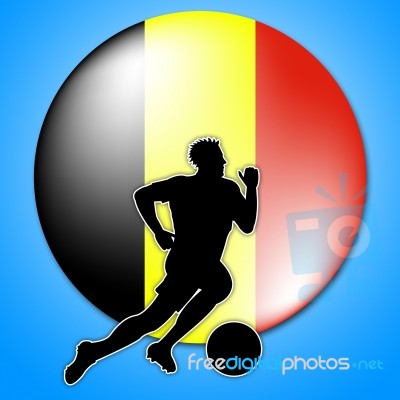 Soccer Player Shows Waving Flag And Europe Stock Image