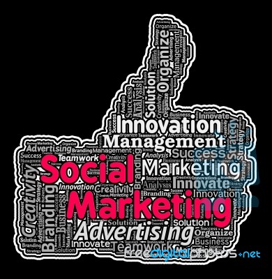 Social Marketing Thumb Represents Market Networking On Internet Stock Image