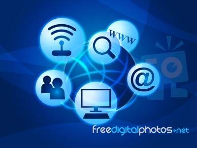 Social Media Indicates World Wide Web And Facebook Stock Image