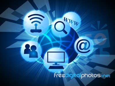 Social Media Means World Wide Web And Communicate Stock Image