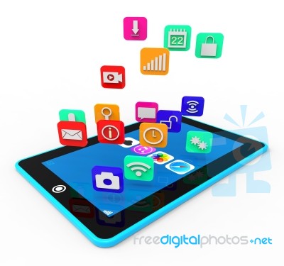 Social Media Phone Means News Feed And Applications Stock Image